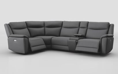 Savio 1 Corner 3 Power Recliner Sofa with Media Console & Black Charging Pad | Savio Sofa Range | ScS