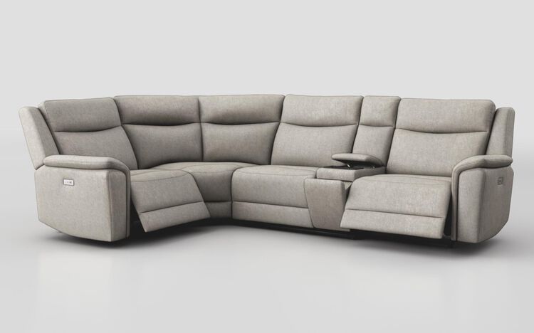 Savio 1 Corner 3 Power Recliner Sofa with Media Console & Black Charging Pad | Savio Sofa Range | ScS