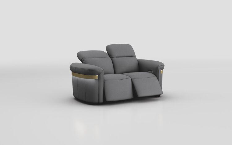 Voltana 2 Seater Power Recliner Sofa with Manual Head Tilt, LED Lights & Gold Trim | Voltana Sofa Range | ScS
