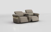 Voltana 3 Seater Power Recliner Sofa with Console, Manual Head Tilt, LED Lights & Gold Trim | Voltana Sofa Range | ScS