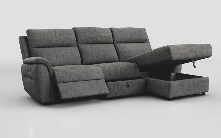 Sogliano 3 Seater Power Recliner Sofa With Drawer & Right Hand Facing Storage Chaise | Sogliano Sofa Range | ScS