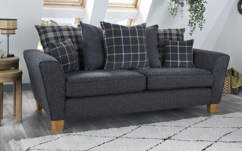 Theo Fabric 4 Seater Scatter Back Sofa