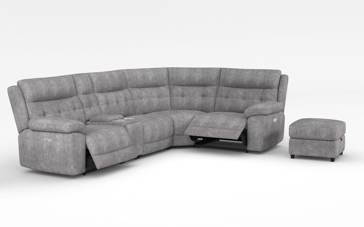 Belford 3 Corner 1 Power Recliner with Media Unit and Power Head Tilt & Small Storage Footstool | Belford Sofa Range | ScS