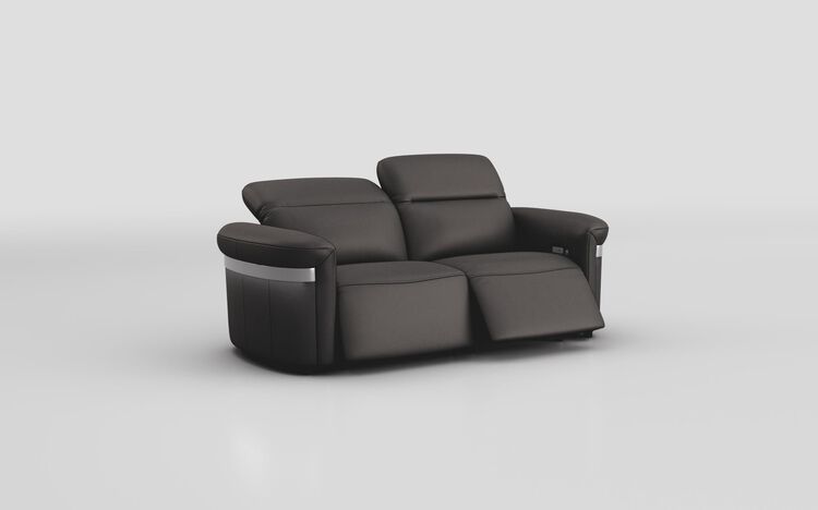 Voltana 3 Seater Power Recliner Sofa with Manual Head Tilt, LED Lights & Silver Trim | Voltana Sofa Range | ScS