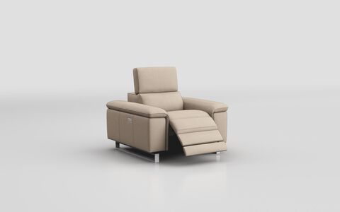 3 Brown Fabric Viserba Power Recliner Chair with Manual Head Tilt