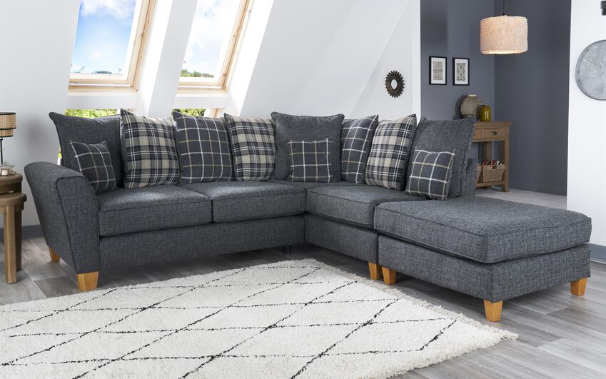 Theo Fabric 2 Corner 1 Right Hand Facing Chaise Scatter Back Sofa