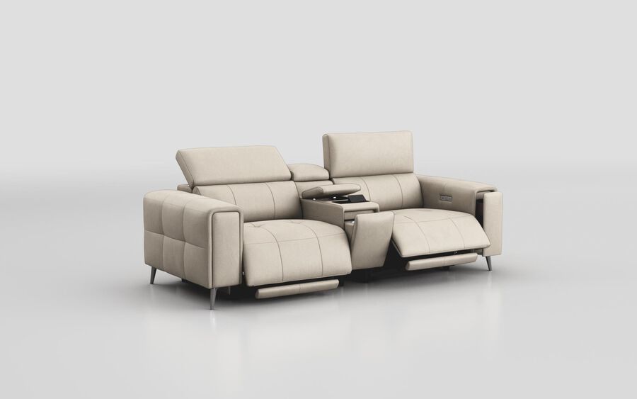 Beige Casetti 3 Seater Power Recliner Sofa with Console & Power Head Tilt