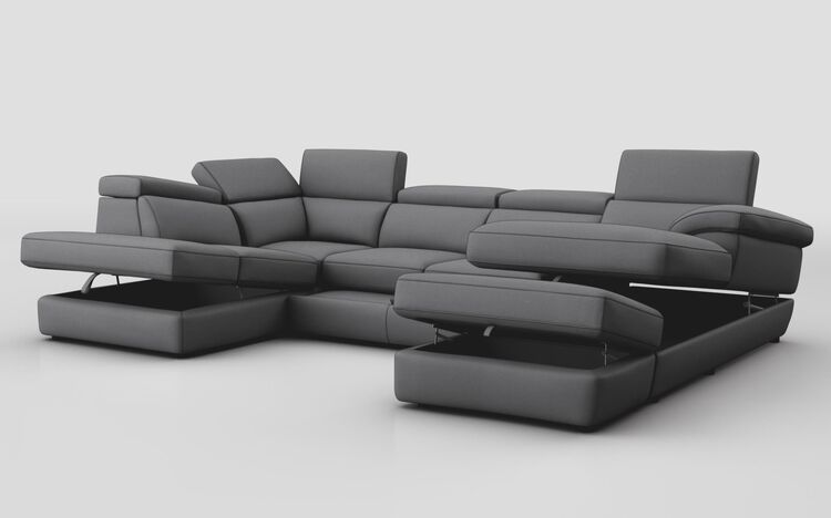 Bagnara Corner Sofa RHF Storage Lounger, LHF Chaise, Sliding Footrest, Head Tilt & Ottoman | Bagnara Sofa Range | ScS