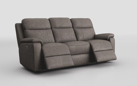 Brown Fabric Calboli 3 Seater Power Recliner Sofa