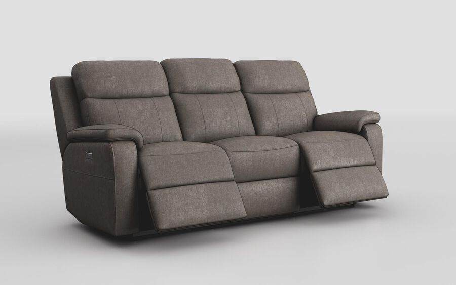 Brown Fabric Calboli 3 Seater Power Recliner Sofa