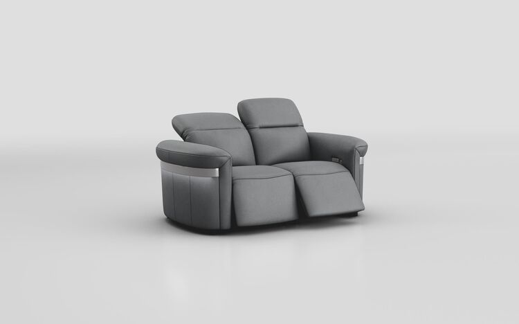 Voltana 2 Seater Power Recliner Sofa with Manual Head Tilt, LED Lights & Silver Trim | Voltana Sofa Range | ScS