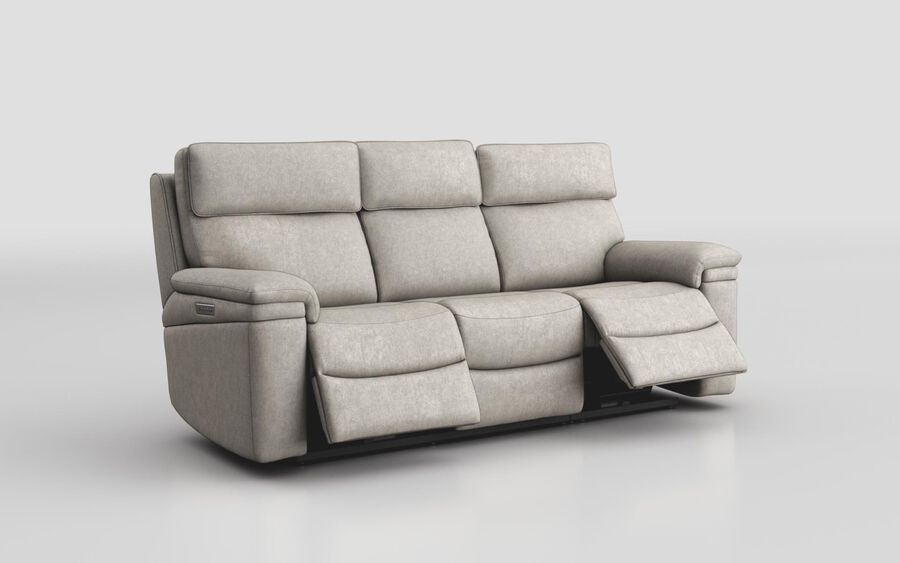 Brown Fabric Portile 3 Seater Power Recliner Sofa with Head Tilt & Lumbar