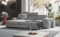 Melizzano 2 Corner 2 Sofa with Sliding Footrest, Left Hand Facing Chaise with Pockets & Ottoman | Melizzano Sofa Range | ScS