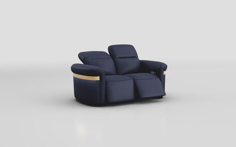 Voltana 2 Seater Power Recliner Sofa with Manual Head Tilt, LED Lights & Gold Trim | Voltana Sofa Range | ScS