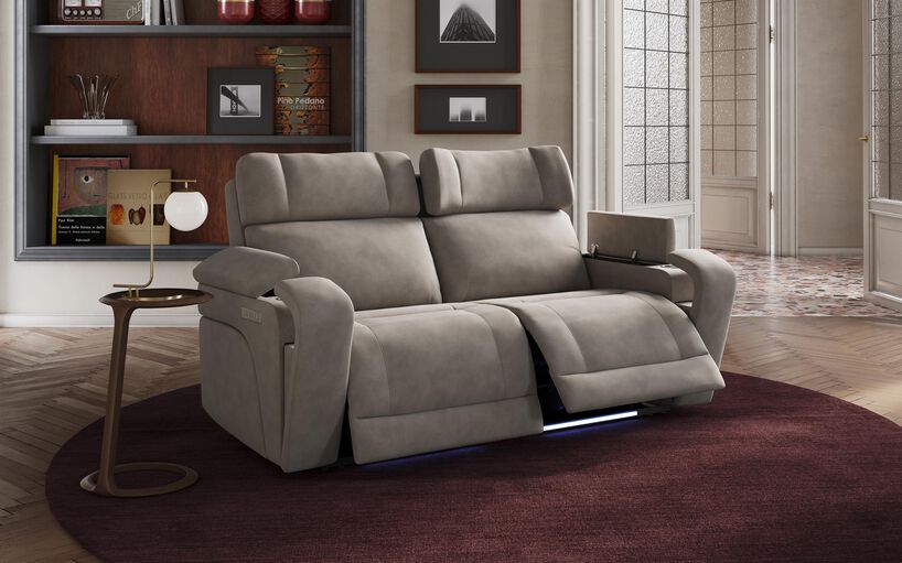 Adstock 3 Seater Power Recliner Sofa with Power Head Tilt, Lumbar, Massage, Audio, Heat & LED Lights