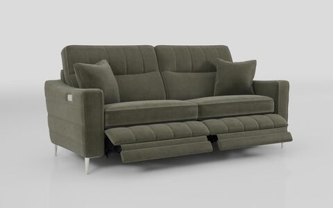 2 Green Fabric Gretna 3 Seater Power Recliner Sofa