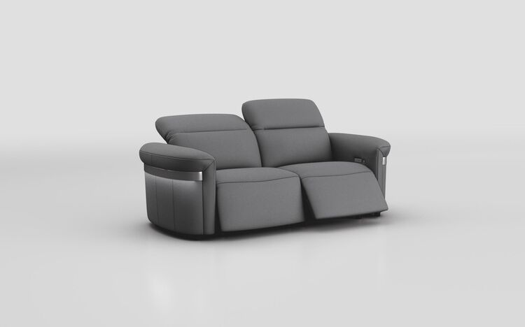 Voltana 3 Seater Power Recliner Sofa with Manual Head Tilt, LED Lights & Silver Trim | Voltana Sofa Range | ScS