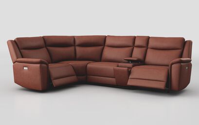 Savio 1 Corner 3 Power Recliner Sofa with Media Console & Black Charging Pad | Savio Sofa Range | ScS