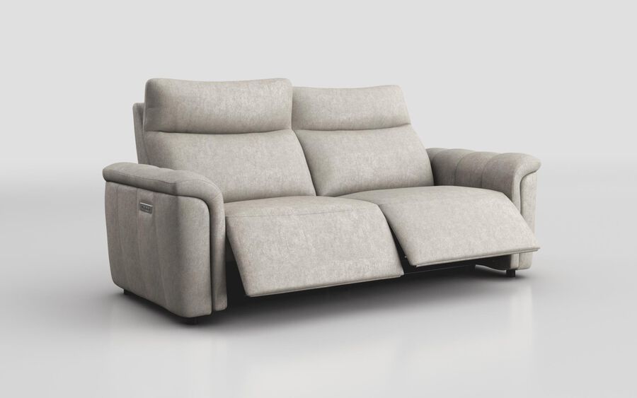 Brown Fabric Zello 3 Seater Power Recliner Sofa with Head Tilt