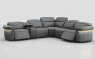Voltana 2 Corner 2 Power Recliner with Left Facing Console, Manual Head Tilt, LEDs & Gold Trim | Voltana Sofa Range | ScS