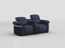 Voltana 2 Seater Power Recliner Sofa with Console, Manual Head Tilt, LED Lights & Silver Trim | Voltana Sofa Range | ScS