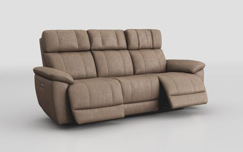 4 Cream Fabric Sassuolo 3 Seater Power Recliner Sofa with Power Head Tilt