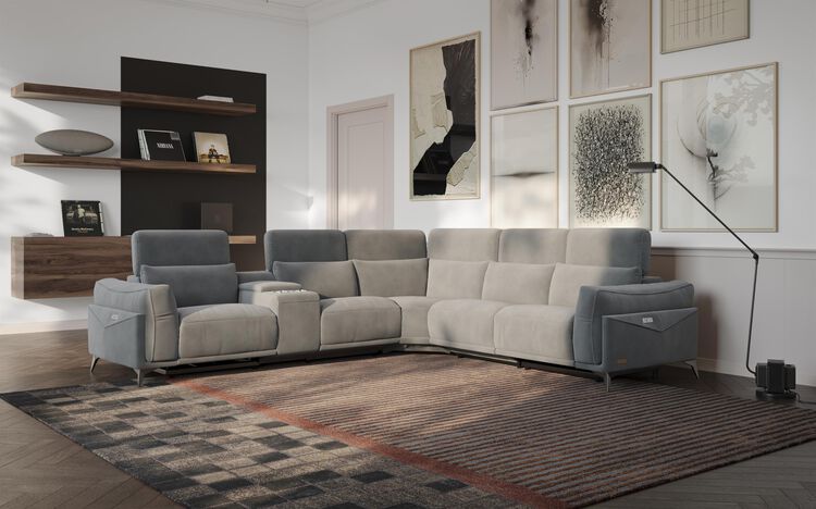 Gattolino 2 Corner 2 Power Recliner Sofa with Manual Headrests & Console | Gattolino Sofa Range | ScS