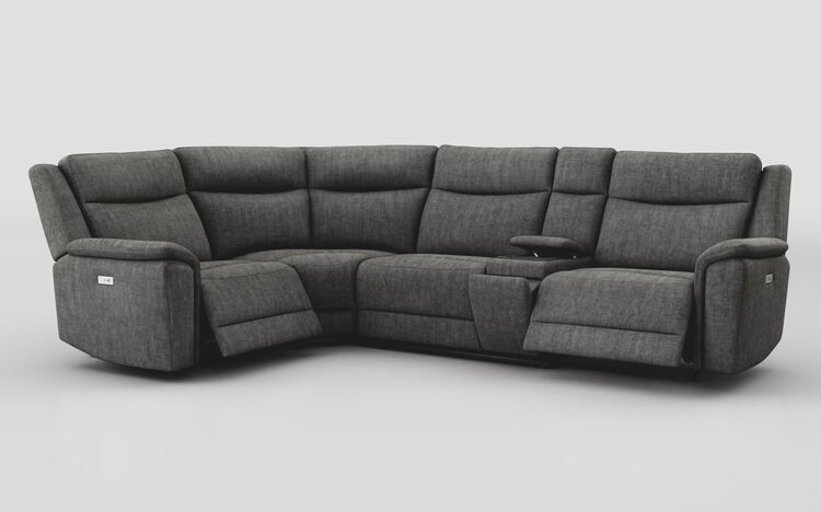 Savio 1 Corner 3 Power Recliner Sofa with Media Console & Black Charging Pad | Savio Sofa Range | ScS