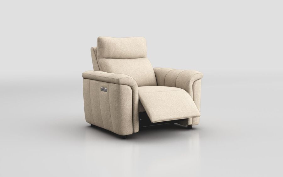 3 Brown Fabric Zello Power Recliner Chair with Head Tilt & Lumbar