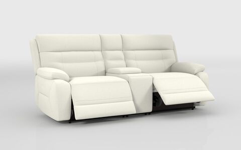 4 White Fabric Fenton 3 Seater Sofa with Console