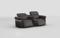 Voltana 3 Seater Power Recliner Sofa with Console, Manual Head Tilt, LED Lights & Silver Trim | Voltana Sofa Range | ScS