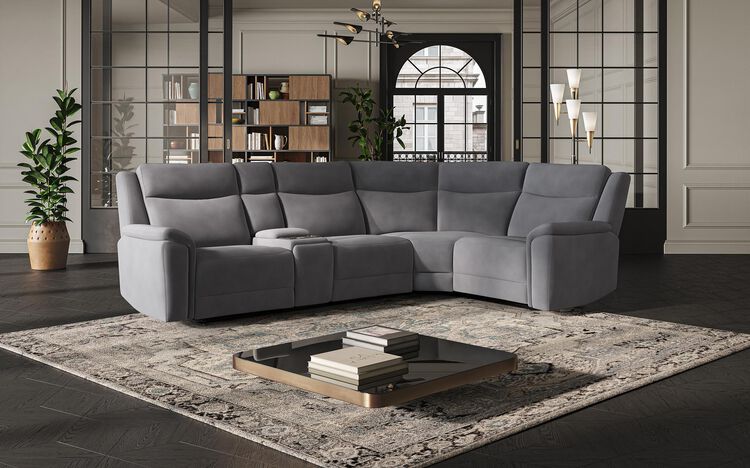 Savio 3 Corner 1 Sofa with Media Console & Black Charging Pad | Savio Sofa Range | ScS