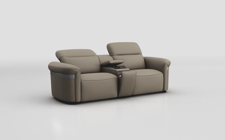 Voltana 3 Seater Sofa with Console, Manual Head Tilt & Silver Trim | Voltana Sofa Range | ScS