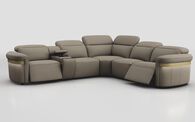 Voltana 2 Corner 2 Power Recliner with Left Facing Console, Manual Head Tilt, LEDs & Gold Trim | Voltana Sofa Range | ScS