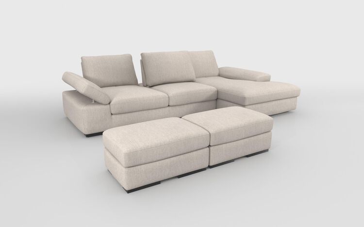 Savazza 4 Seater Sofa with Adjustable Back Rest Right Hand Facing Lounger & Two Ottoman Footstools | Savazza Sofa Range | ScS