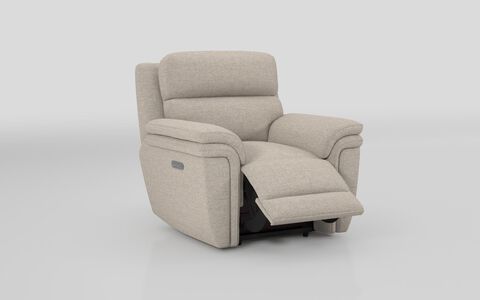 3 Brown Fabric Maer Power Recliner Chair with Power Head Tilt & Lumbar