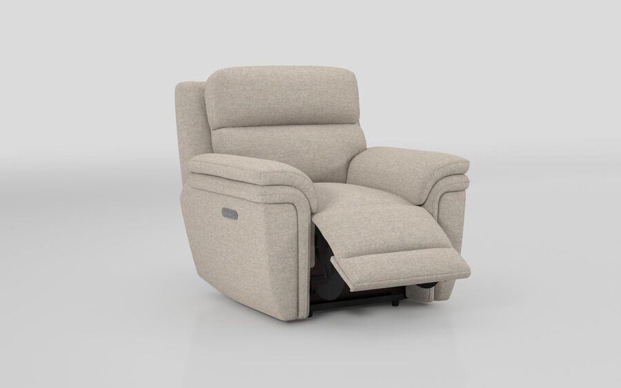 3 Brown Fabric Maer Power Recliner Chair with Power Head Tilt & Lumbar