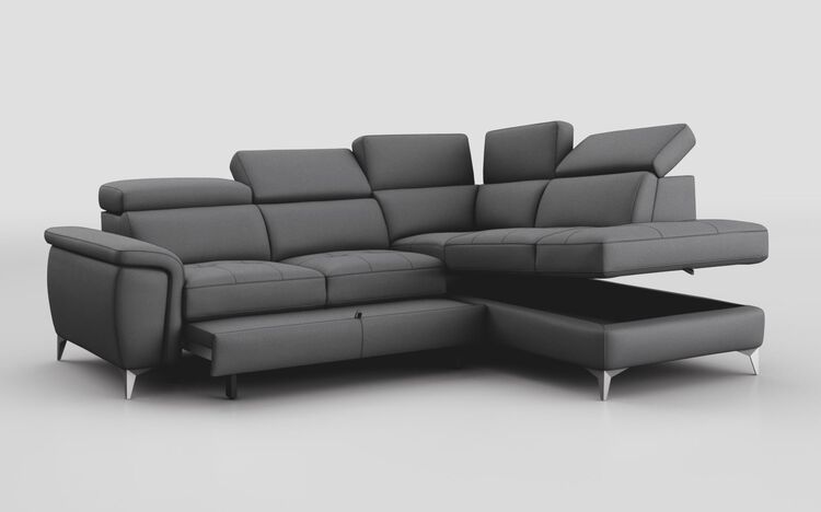 Neviano 2 Corner 1 Sofa Right Hand Facing Storage Chaise with Sliding Footrest & Manual Head Tilt | Neviano Sofa Range | ScS