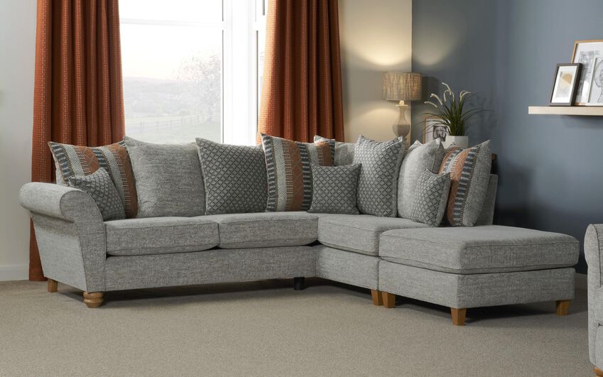 Aurora Fabric 2 Corner 1 Right Hand Facing Chaise Scatter Back Sofa