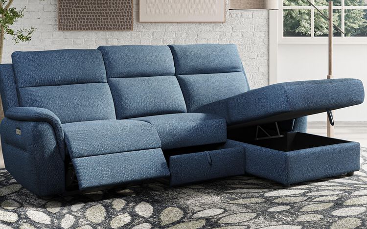 Sogliano 3 Seater Manual Recliner Sofa With Drawer & Left Hand Facing Storage Chaise | Sogliano Sofa Range | ScS