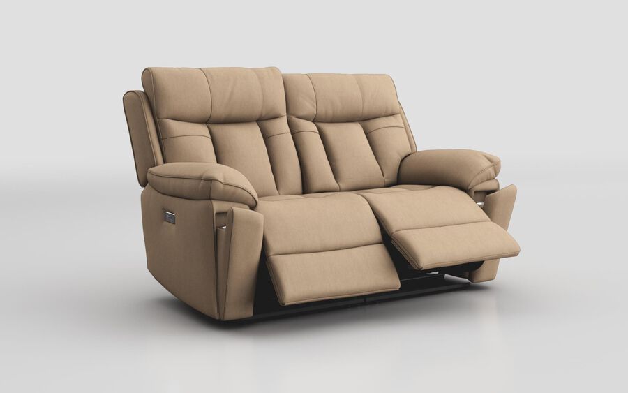 4 Cream Fabric Chalbury 3 Seater Power Recliner Sofa with Cup Holders