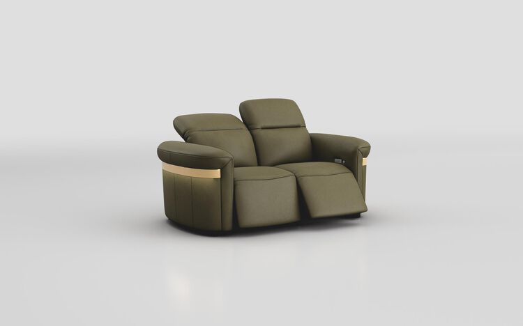 Voltana 2 Seater Power Recliner Sofa with Manual Head Tilt, LED Lights & Gold Trim | Voltana Sofa Range | ScS