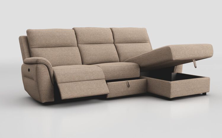 Sogliano 3 Seater Manual Recliner Sofa With Drawer & Right Hand Facing Storage Chaise | Sogliano Sofa Range | ScS