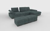 Savazza 4 Seater Sofa with Adjustable Back Rest Right Hand Facing Lounger & Two Ottoman Footstools