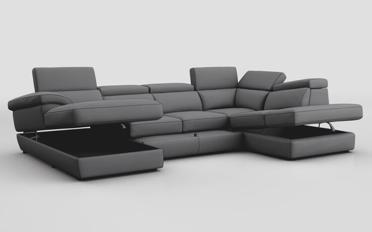 Bagnara Corner Sofa with LHF Storage Lounger, RHF Chaise, Sliding Footrest & Manual Head Tilt | Bagnara Sofa Range | ScS