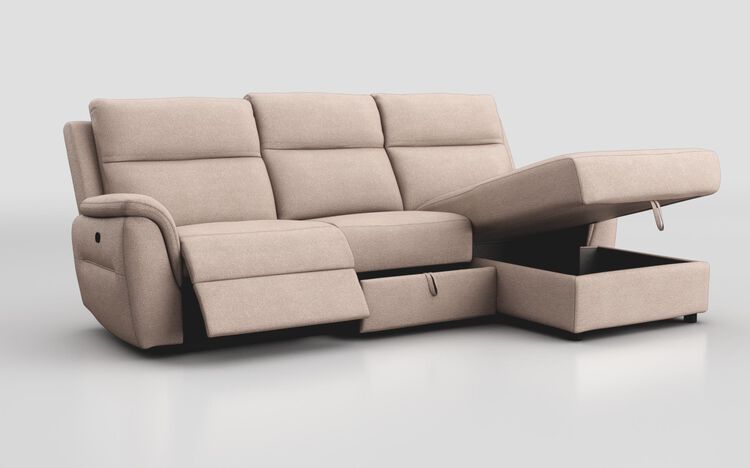 Sogliano 3 Seater Manual Recliner Sofa With Drawer & Right Hand Facing Storage Chaise | Sogliano Sofa Range | ScS