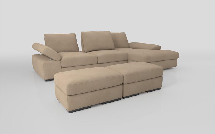 Savazza 4 Seater Sofa with Adjustable Back Rest Right Hand Facing Lounger & Two Ottoman Footstools | Savazza Sofa Range | ScS