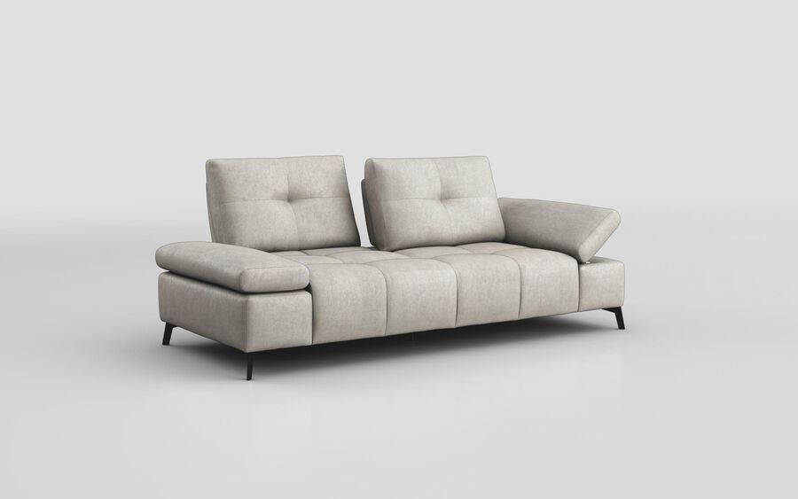 4 Beige Fabric Linaro 3 Seater Sofa with Power Sliding Backrest & Adjustable Arms