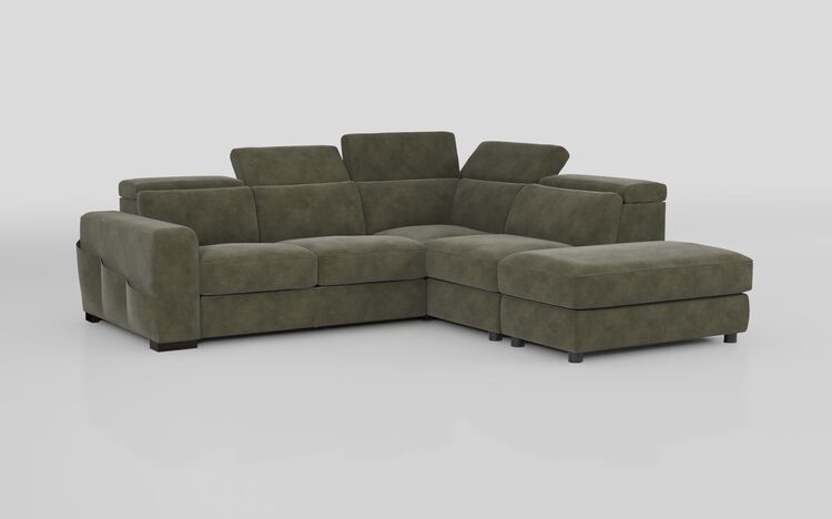 Melizzano 2 Corner 2 Sofa with Sliding Footrest, Right Hand Facing Chaise with Pockets & Ottoman | Melizzano Sofa Range | ScS