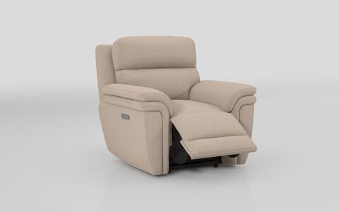 3 Brown Fabric Maer Power Recliner Chair with Power Head Tilt